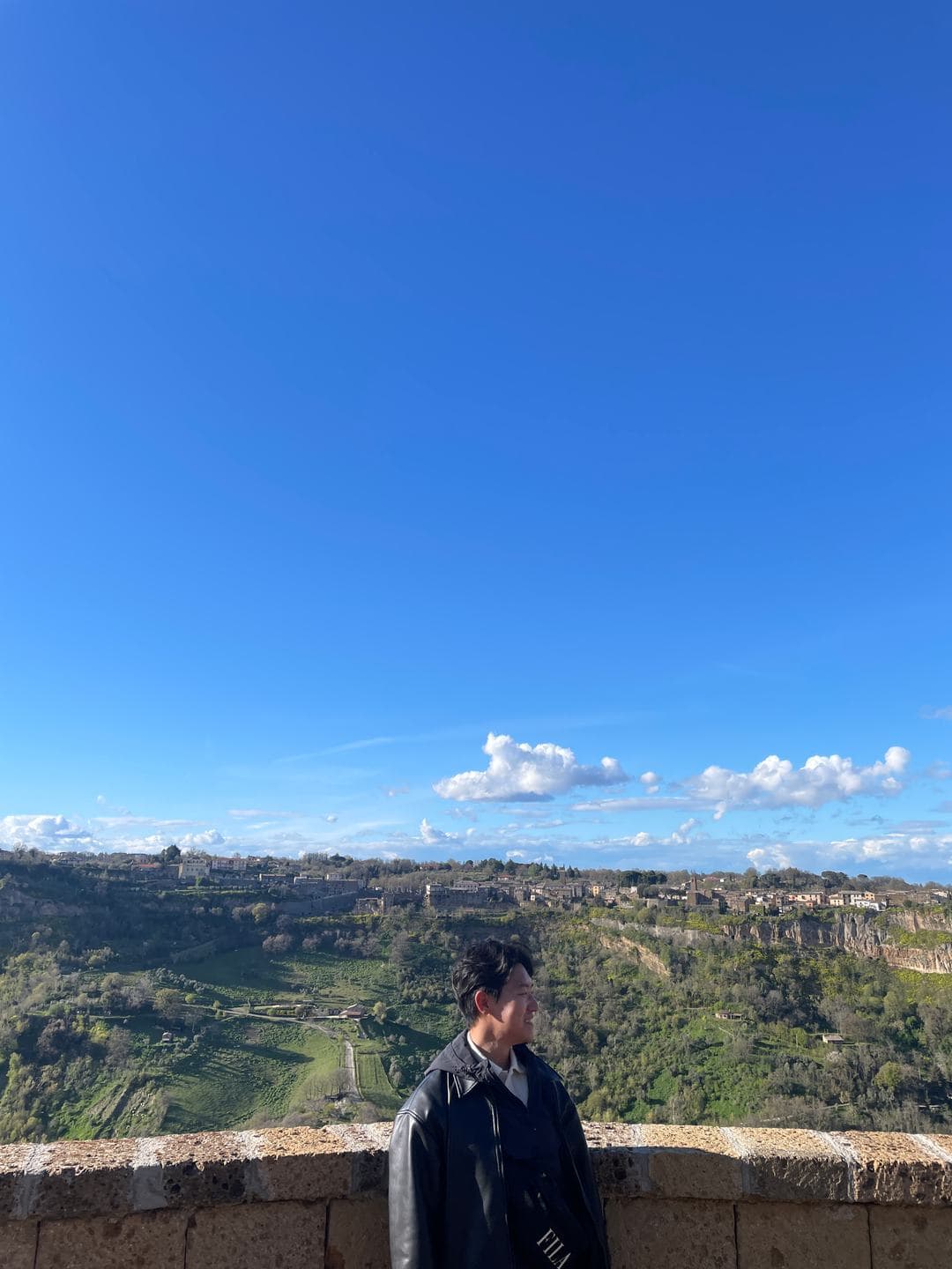 Looking out over the valley from the terrace wall