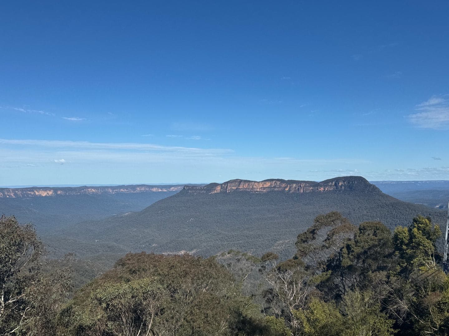 A flat-topped mountain rising from the forested valley