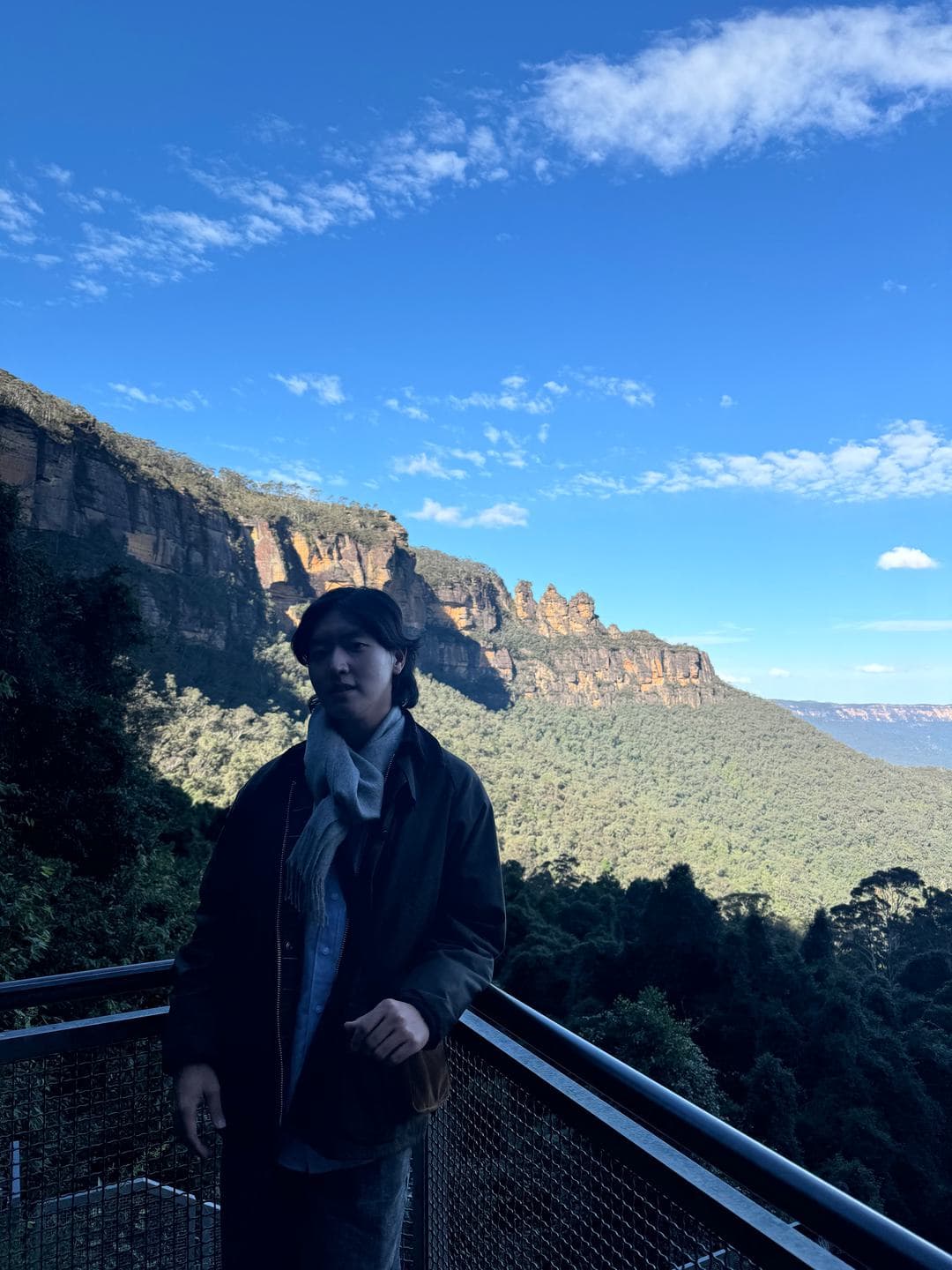 At the lookout with the Three Sisters behind