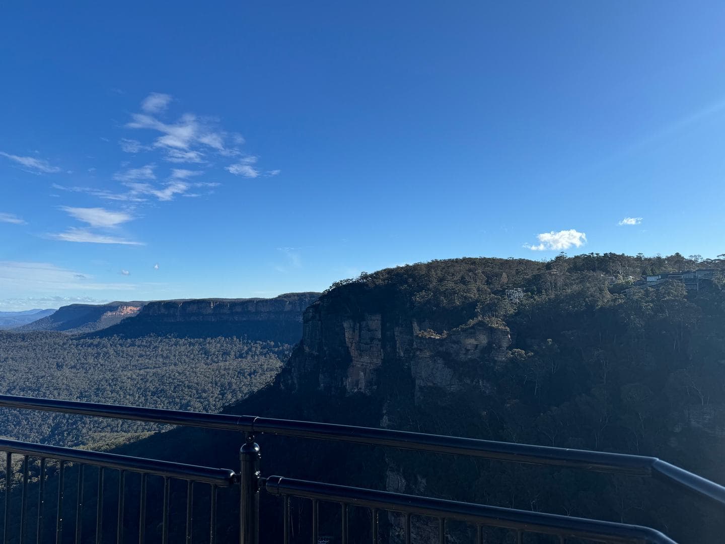 A railed lookout over the valley